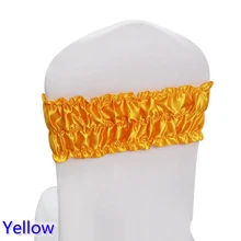 Желтый цвет атласный стул шарф свадебное украшение Подвязка из лайкры и спандекса подходит для всех стульев юбка-пузырь в складку выглядеть галстук-бабочка отель Вечерние