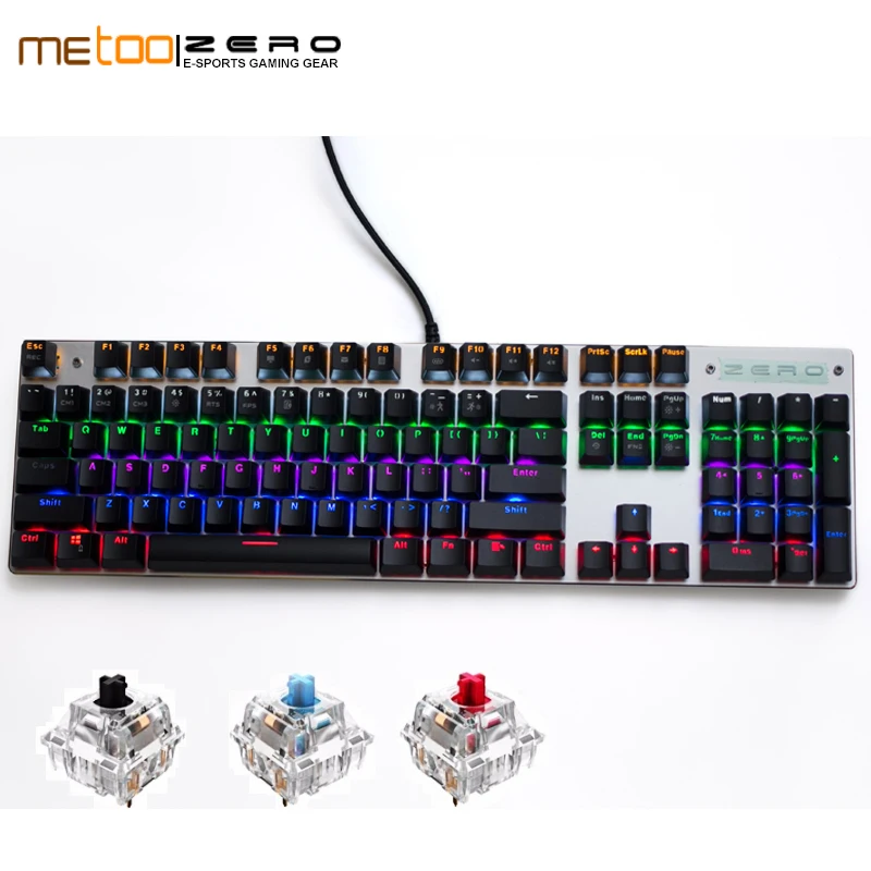 

Metoo ZERO Backlit Gaming Genuine Mechanical Keyboard Anti-ghosting Luminous LED Metal Wired Keyboard Russian / English