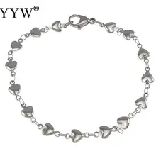 Браслет в форме сердца для женщин и мужчин из нержавеющей стали, цвет, ювелирные браслеты мужские браслеты на запястье, счастливый Подарочный браслет для женщин, детей