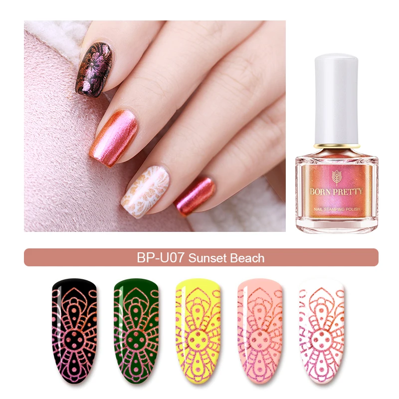 

6ml BORN PRETTY Chameleon Pearl Nail Stamping Polish 6ml Image Printing Lacquer Colorful Manicure Stamp Varnish for Nail Plates