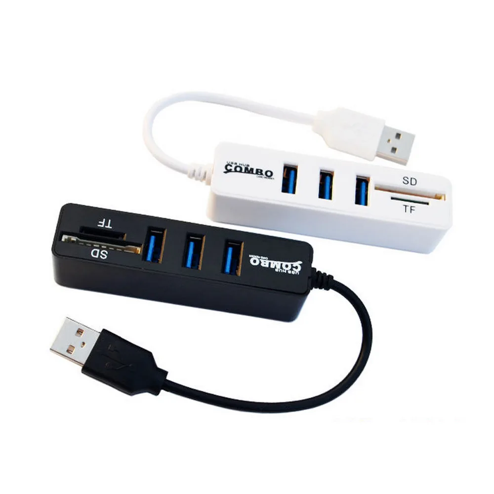 NewMini 2 в 1 Combo 3 порта USB 0 концентратор высокой скорости разветвитель + кардридер для