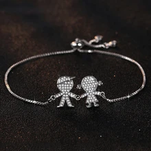 Модный CZ Циркон для мальчиков и девочек, браслет для женщин и мужчин, детская цепочка из звеньев с шармом, регулируемый браслет для пары, ювелирные украшения для влюбленных