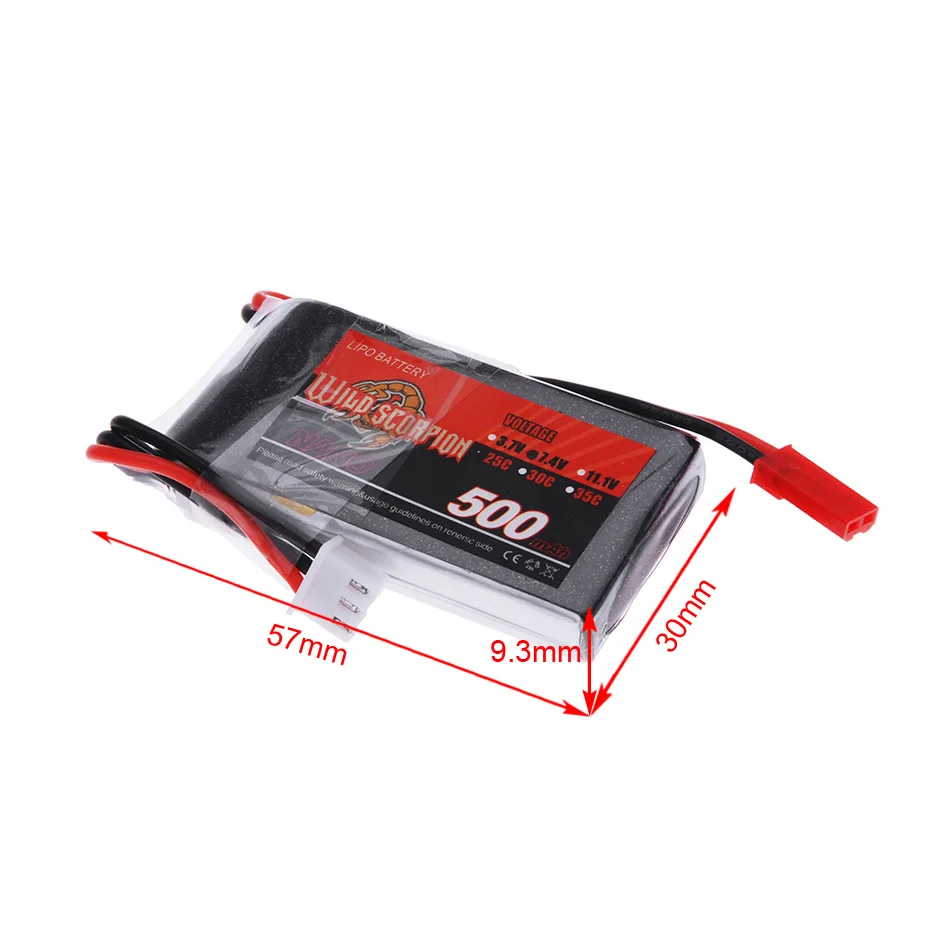 

Wild Scorpion 7.4V 500mAh 25C MAX 35C 2S JST Plug Lipo Battery for RC Car Airplane Blade CX Helicopter Part