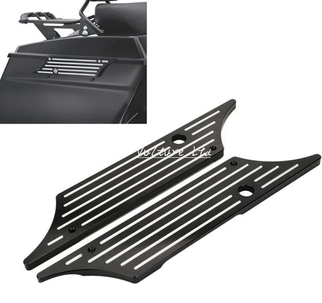 

New Motorcycle Black Edge Cut Billet Saddlebag Latch Cover For Harley Touring Hard Bags 93-13 12