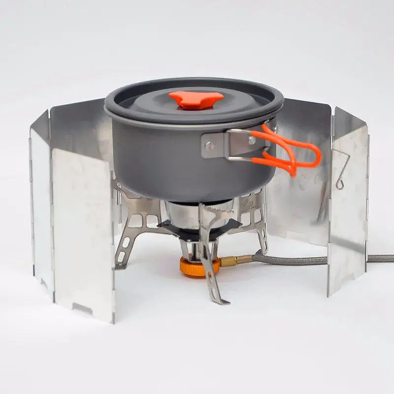 

Outdoor Camping Stove Cover Windshield 9 Plates Folding Wind Screen Cookout Picnic Cookware Windbreak Board Camping Equipment