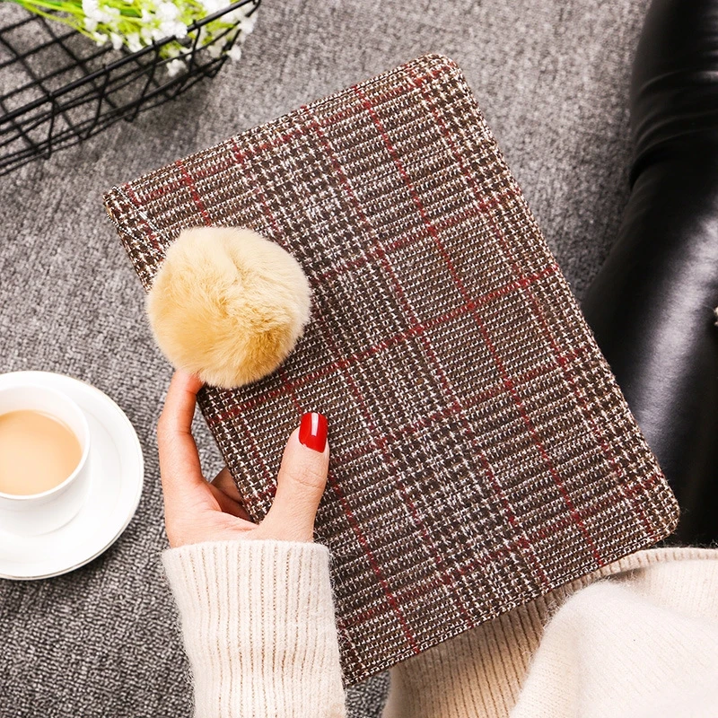 

Smart Wake Leather Case For iPad mini 1/2/3 mini 4/5 7.9" Luxury Hairy Lanyard Lattice Wool Flip Tablet Protective Cover + Gifts
