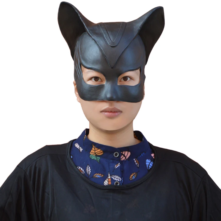 Хэллоуин сцена косплей сексуальный костюм Бэтмена, косплей женщина-кошка маска головные уборы черная половина лица латексная маска для косплея Вечерние Маски