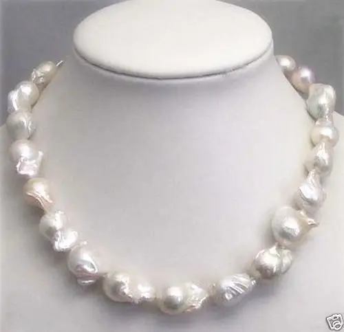 

FREE shipping>>>>>AAA+ Rare Huge 15-25MM WHITE SOUTH SEA BAROQUE KESHI AKOYA PEARL NECKLACE 18" 6.07