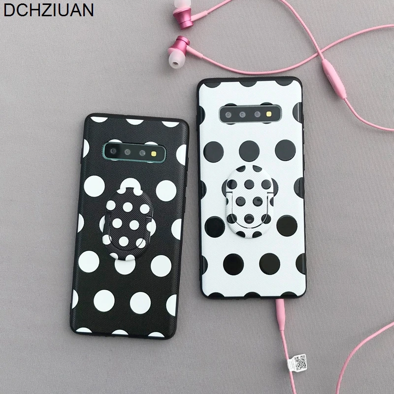 

DCHZIUAN Polka Dots Phone Holder Case Cover For Samsung Galaxy S10 S10 Plus S8 S9 Plus Black White Cases For Galaxy Note 8 9