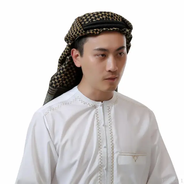 2019 Islamic Men Hijabs Saudi Arabia Casual Headscarf Tassel Plain Head ...