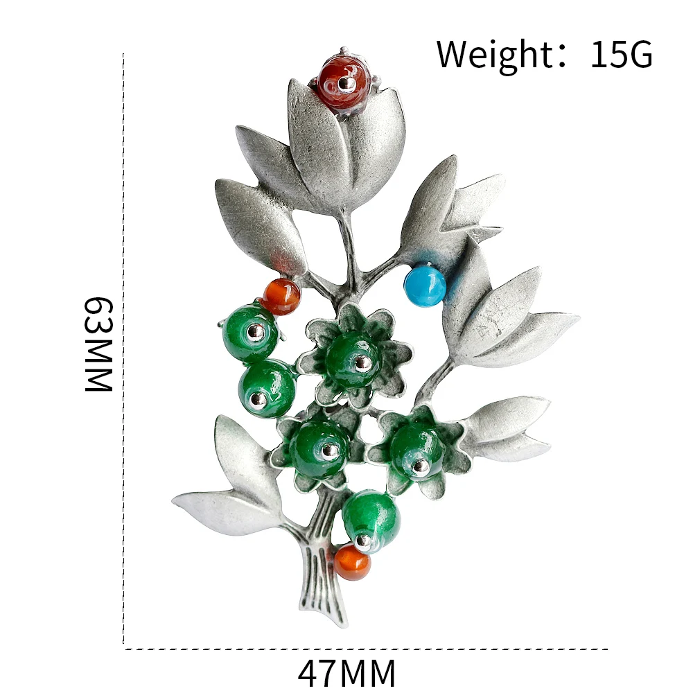 PULATU Винтаж цветок Натуральный камень брошь контактами для Для женщин завод Стиль древних серебристого металла броши аксессуары Подарки
