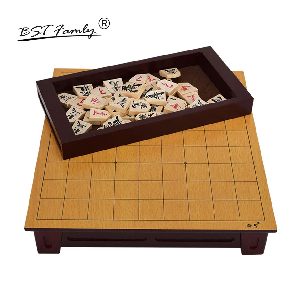 BSTFAMLY Wooden Japan Shogi 27*25*5cm 40 Pcs/Set International Checkers Folding Sho-gi Chess Game Table Toy Gift Children J02
