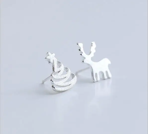 Серебряный цвет мода ухо 925 ювелирные изделия Симпатичные Милу олень рождественские деревянные серьги для женщин лучший подарок