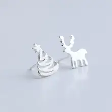 Серебряный цвет мода ухо 925 ювелирные изделия Симпатичные Милу олень рождественские деревянные серьги для женщин лучший подарок