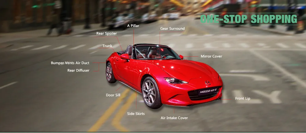 Для Mazda MX5 ND5RC родстер Miata углеродного волокна RB Стиль сзади блеск для губ волокна бампер Сплиттер Комплект дрейф гоночный автомобиль аксессуары