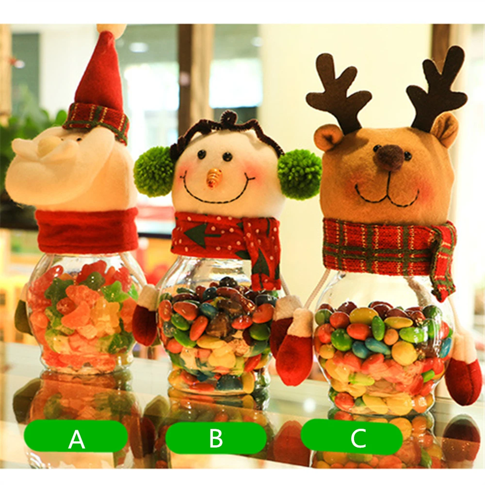 

1pcs Fleece Santa 25cm Claus snowman elk candy jar festivals small gifts party decorations small gifts of children