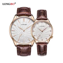 LONGBO Quartz Watch lovers Watches Women Men Couple Dress Watches Leather Wristwatches Fashion Casual Watches Gold 1/pcs 5012
