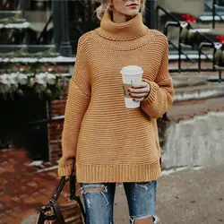 Пуловер Для женщин джемпер Свитер с воротником женский джемпер Для женщин теплый свитер толстый зимний кабель вязаный свитер большого