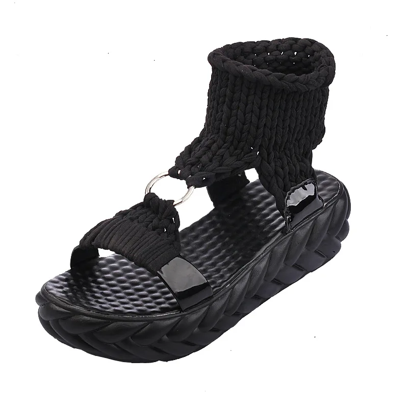 

Peep Toe Casual Sandals Women Summer Flat Sandals Shoes Ladies Breathable Air Mesh Woman Platform Sandals Sllippers Sandalias