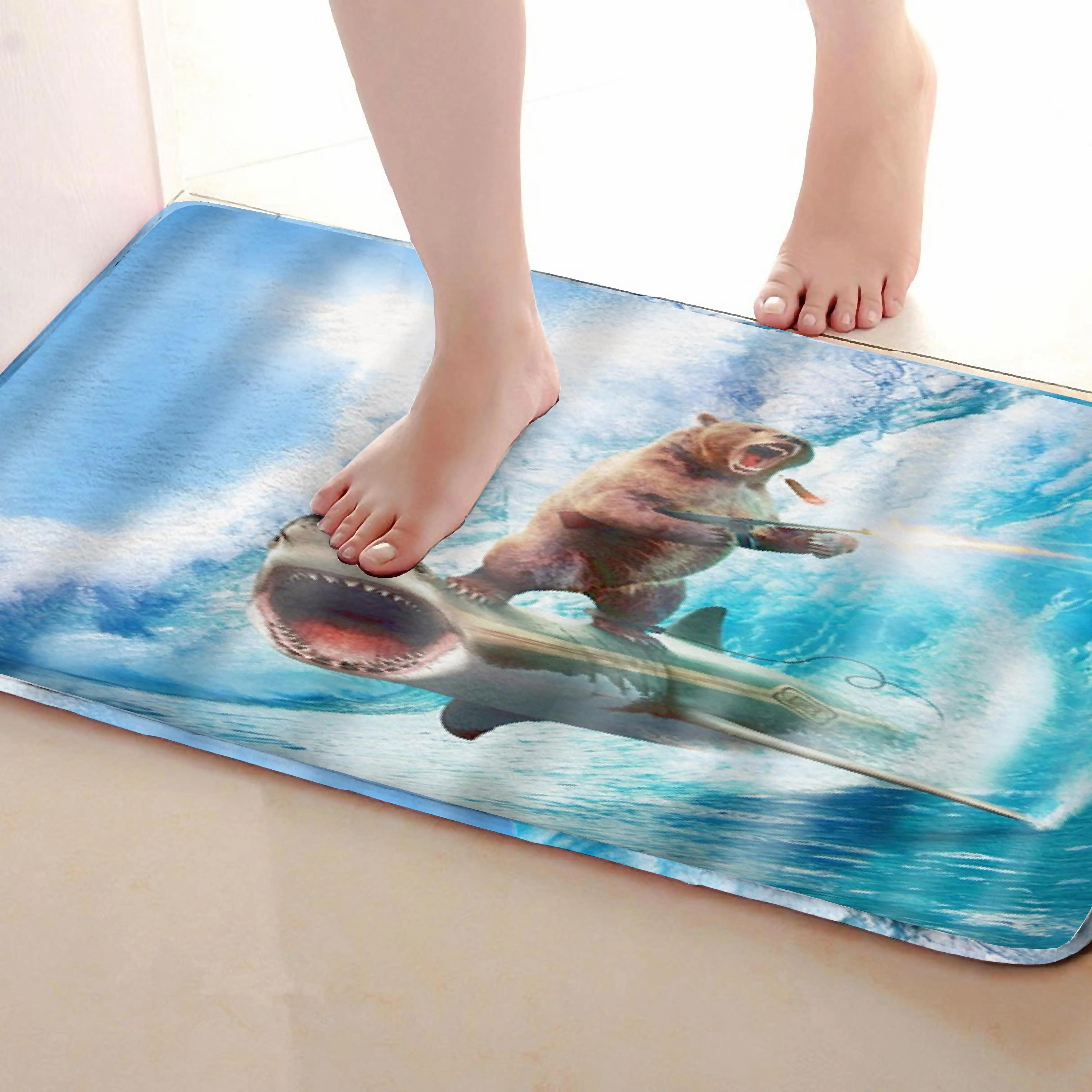 Медведь Стиль Коврик для ванной комнаты, смешной Противоскользящий коврик для ванной, занавески для душа s аксессуары, соответствующие вашей душевой занавеске