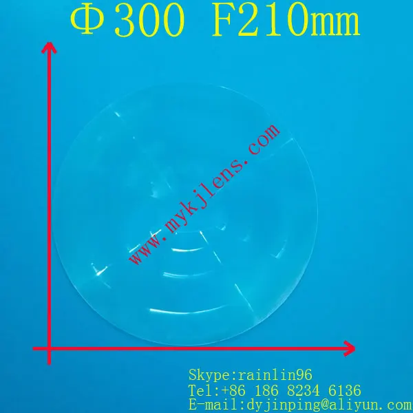 

Diameter 300 mm Focal length 210mm, PMMA optical Fresnel Lens , Solar concentrator, High light condenser,convex lenses