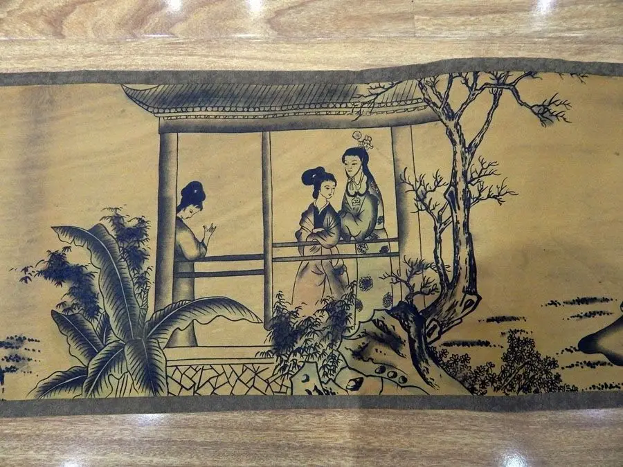 Китайская древняя картина шелковая бумага рисунок по фигуре из прокрутки|painting