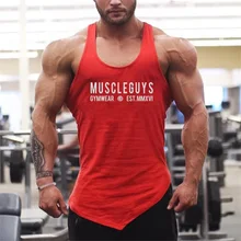 Мужские тренажерные залы эластичность хлопковый топик для бодибилдинга топы майка брендовая одежда спортивная рубашка без рукавов Топ для тренировок