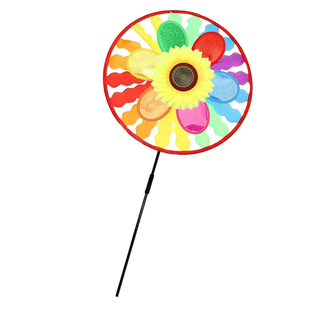 Sunflower Rainbow Windmill Windsocks Whirligig Wheel for Garden Park Home Yard Decoration Kids Outdoor Outing Toy