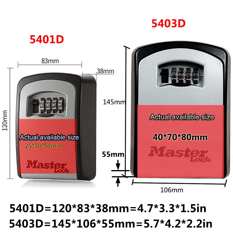 Master Lock Car Key Safe Box Wall Mount Combination Password Lock Metal Alloy Garage Factory Outdoor Storage Box Security Safes