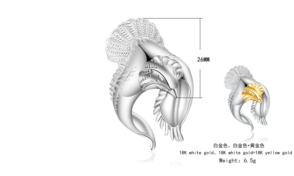 Золотой орел властная личность кольцо 925 anillos серебро для мужчин или женщин Свадьба золотой мир голубь кольцо панк рок