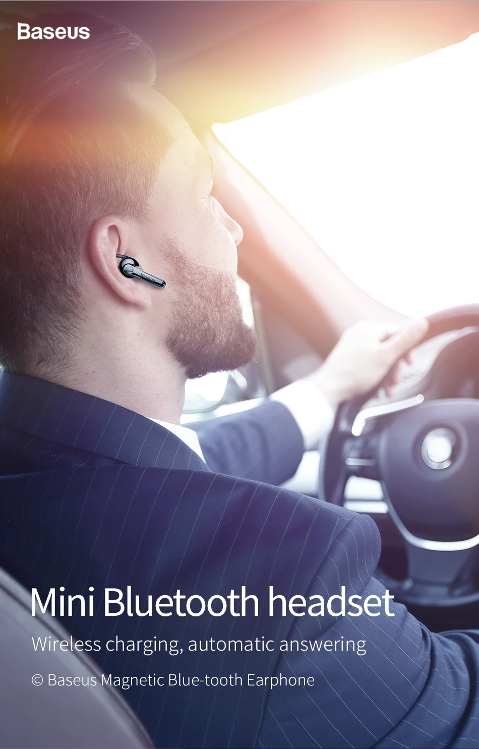 Baseus Магнитная Зарядка Bluetooth наушники один бизнес говорящие Bluetooth наушники для телефона в автомобиле с бесплатной зарядной базой