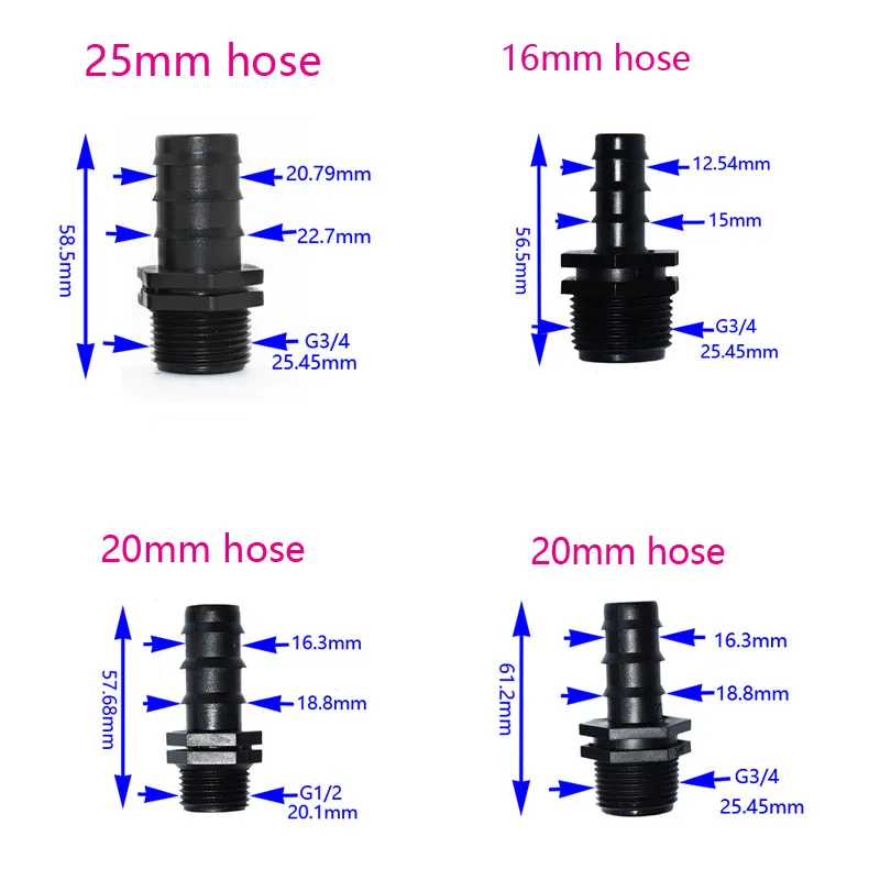 Орошение папа 3/4 к 1/2 шланга соединители DN15 DN20 к 5/8 3/4 шланг адаптер садовый кран адаптер 2 шт