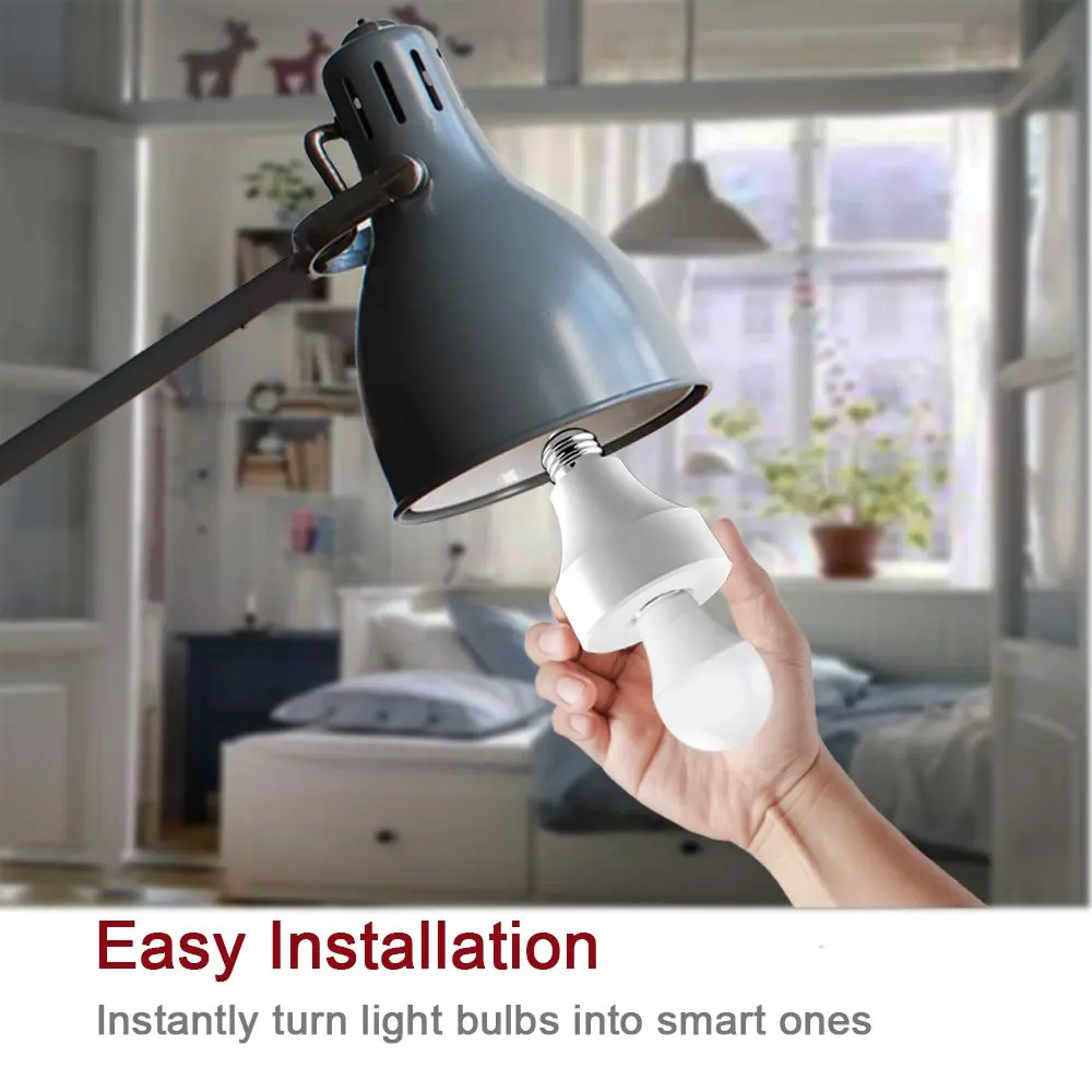 

Smart Wifi Bulb Socket E26 Wi-Fi Led Light Bulbs Timer Holder Wireless Lamp Adapter Works with Alexa and Google Home