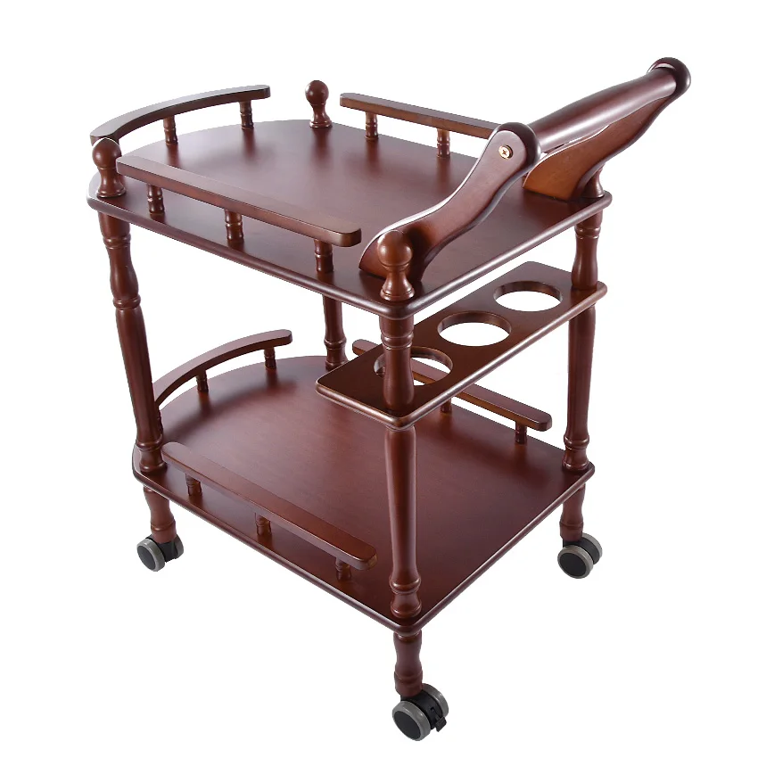 New Hotel Trolley Solid Wood Coffee Tables Multipurpose Shelf Display Rack Household Double-layer Movable Tea Tables Dining Car