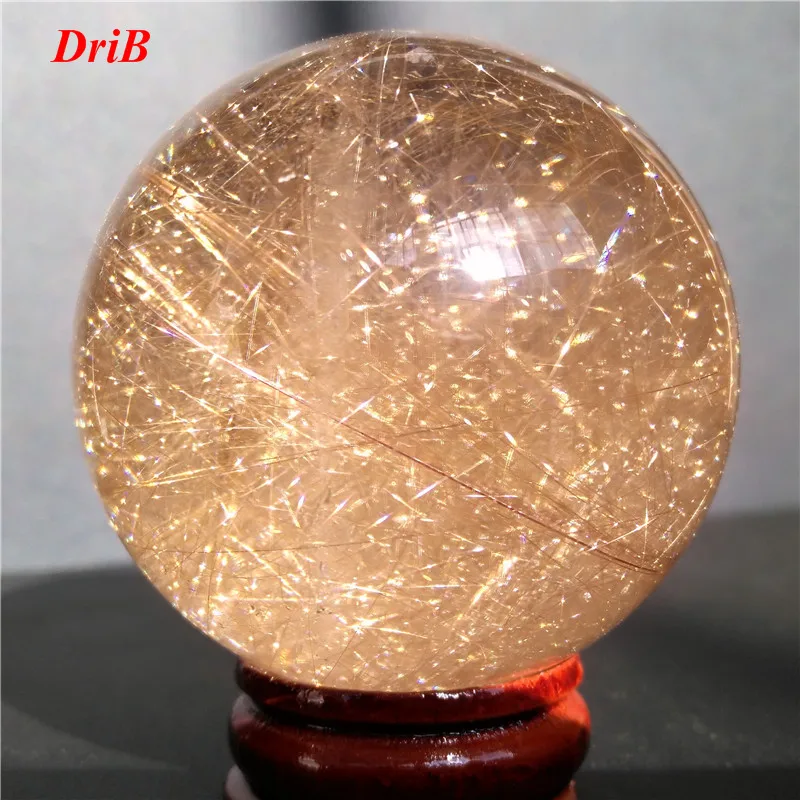 

(51mm) 100% Natural Gold Rutilated Quartz Crystal Sphere Ball Healing