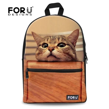 FORUDESIGN Children School bag Cute 3D Animal Cat Schoolbag for Girls Casual Kids Women Shoulder School