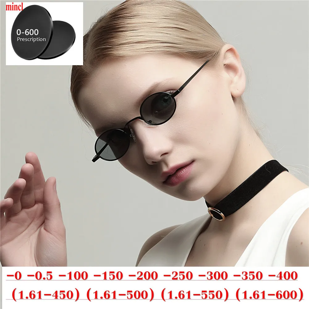 

MINCL 2019 prescription Myopia Polarized punk Sunglasses Women 0 to -600 Minus Degree Optical Rond polarized Sun Glasses Male NX