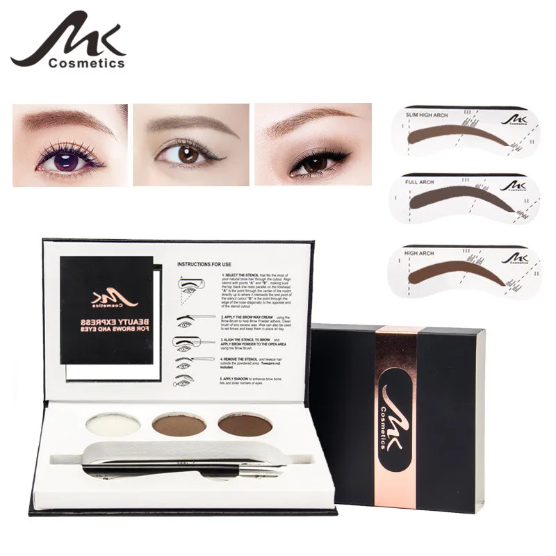 

MK 3 Color Eyebrow Powder Palette Cosmetic Brand Eye Brow Enhancer Professional Waterproof Makeup For Eye Brow With Brush Mirror