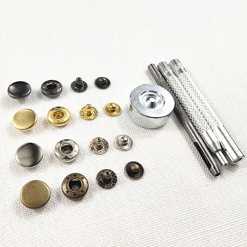 40 шт. 12,5 мм латунные металлические кнопки для шитья, кнопки для фиксации+ 200 наборов 5 мм Люверсы с люверсами+ 7 шт. крепежный инструмент