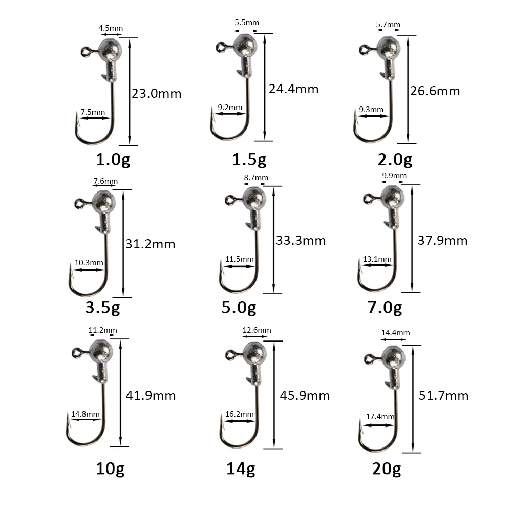 Goture 50 шт./пакет Jig Head бронзовых морских рыболовных крючков 1g 1,5 2Г сети 3,5g 5g 7g 10g 14 г, 20 г, джиг крюк для Мягкая приманка рыболовные принадлежности