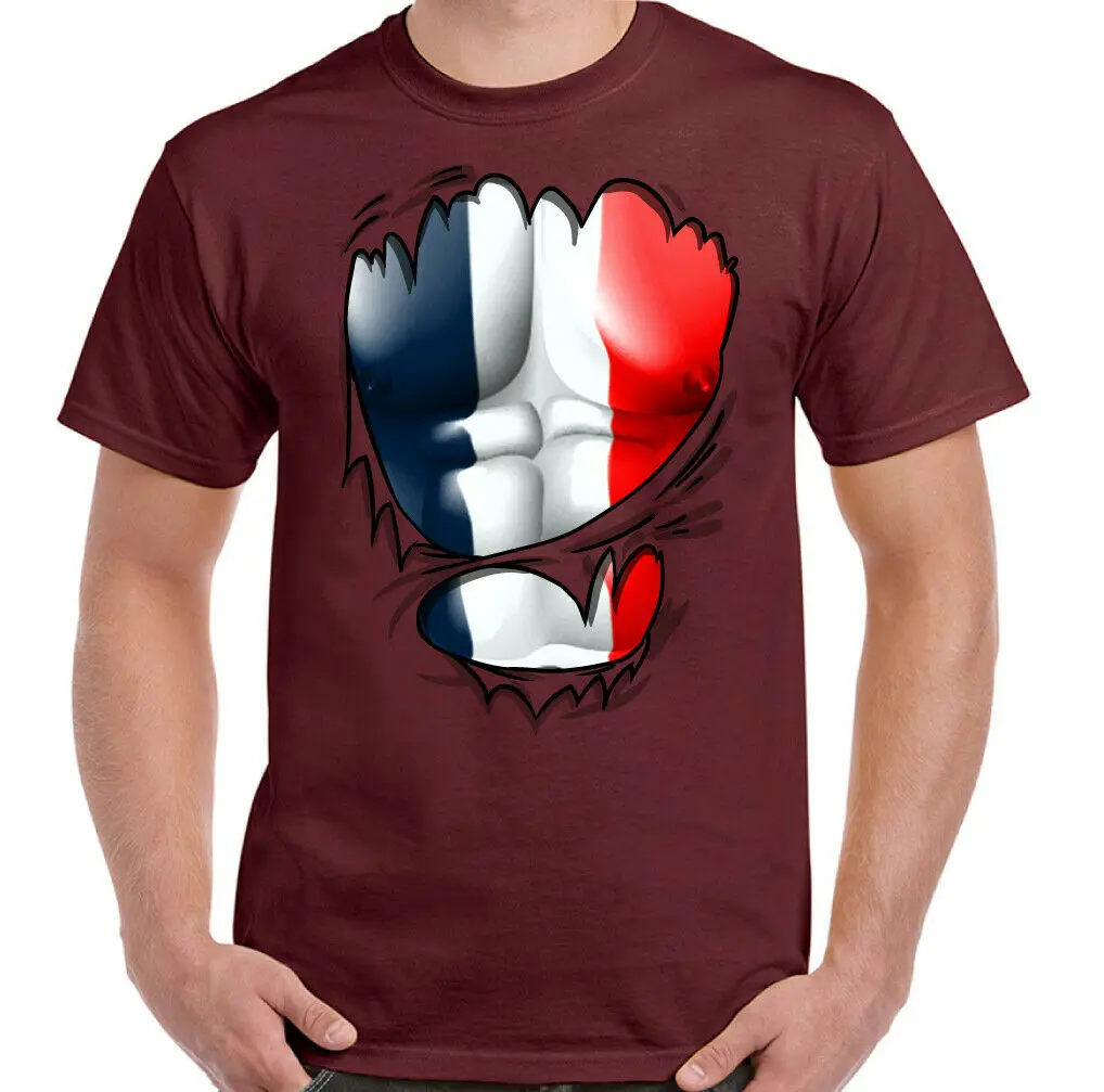 ممزق الفرنسية العلم رجل فرنسا ثلاثي الألوان تي شيرت الرجبي Bastille اليوم أعلى الطباعة عارضة T قميص للرجال تيز