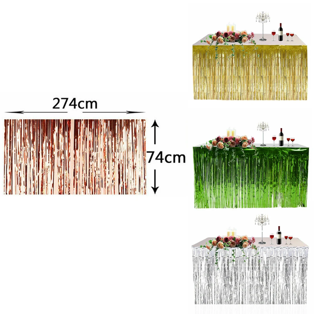 Металлическая бахрома стол юбка Свадебная вечеринка день рождения Блестки из фольги кисточкой стол стены шторы украшения стола