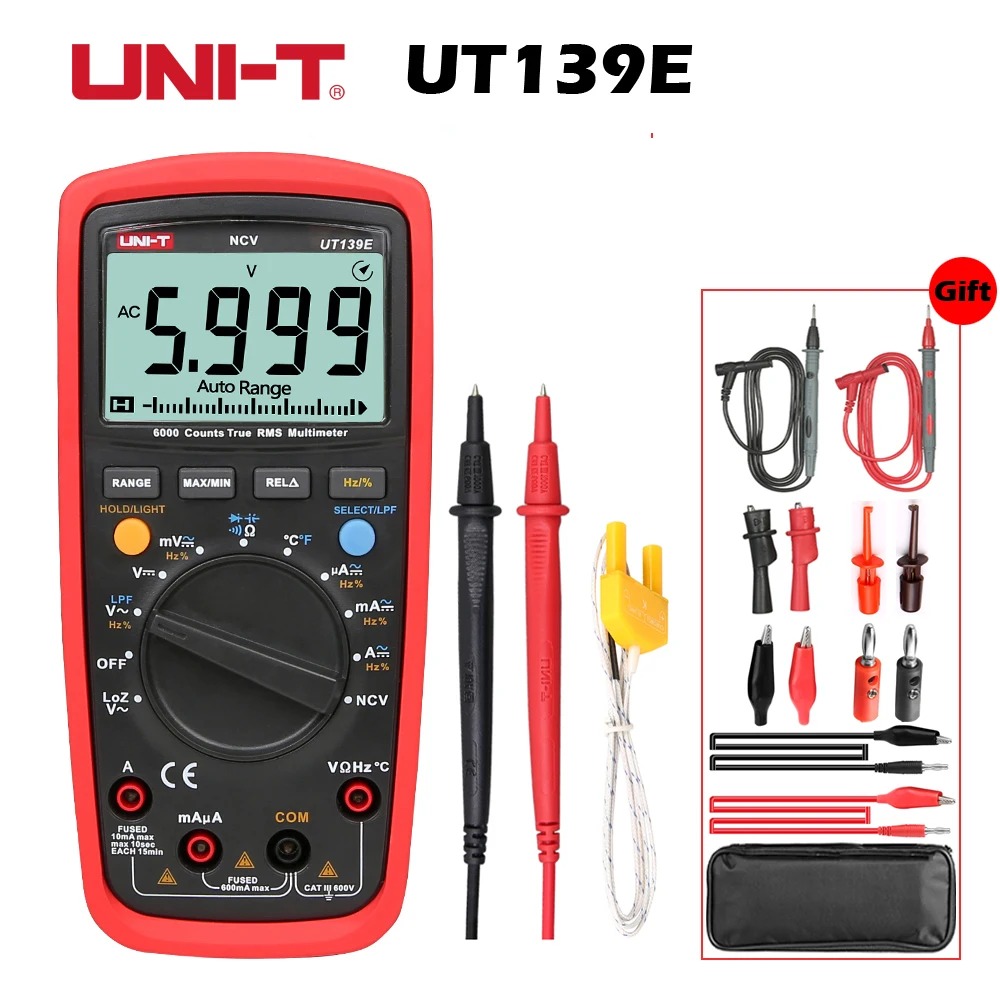 2837.18 руб. 30% СКИДКА|UT139E истинный RMS цифровой мультиметр DC AC 1000 в автоматический температурный зонд LPF фильтр пропуска LoZ низкое сопротивление входные Инструменты сумка-in Мультиметры from Орудия on Aliexpress.com | Alibaba Group