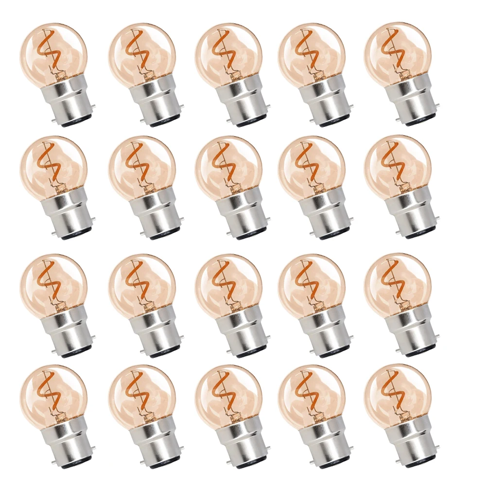 

LED B22 Bayonet Cap Bulb 1W (Equivalent to 10W) Spiral Filament Energy Saving Led Lamp Yellow 2200K Golf Light Bulb Non-Dimmable