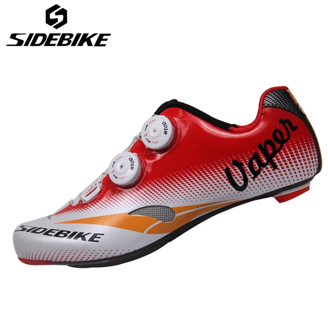 Cheap SIDEBIKE Bike Self-locking Lightweight Road Bike Red Shoes Sports Bicycle Cycle Shoes Athletic Carbon Fiber Soles Road Shoes