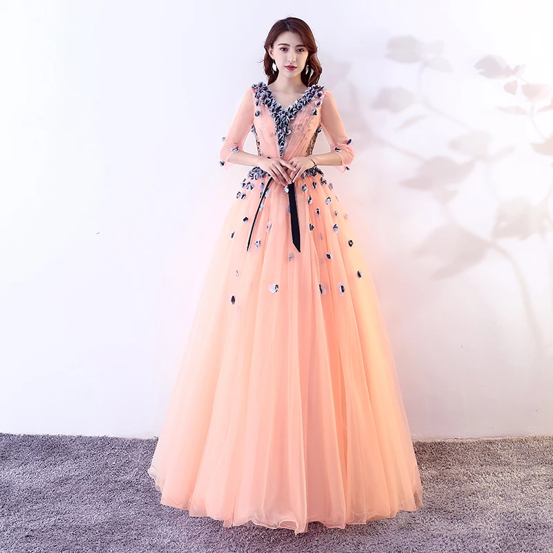 

Hot Freeship Light Orange/blue/pink Vintage Medieval Dress Renaissance Princess Victoria Dress Long Dress