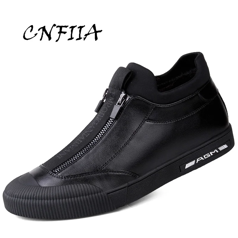 

CNFIIA Casual Shoes Men Fashion Genuine Leather Sneakers Black Loafers Men Fur Loafers Men Designer Shoes Luxury Footwear 2018