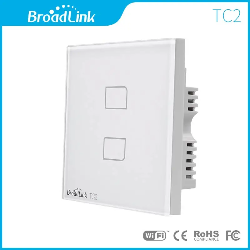 Broadlink TC2 Smart Wi-Fi настенный светильник сенсорный выключатель 1/2/3 сенсорный РФ пульт дистанционного управления "умный дом" настенный сенсорный выключатель работает с Rm Pro - Цвет: 2GANG UK