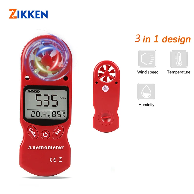 ZIKKEN 3 in 1 Barometer Altimeter Temperature Humidity Anemometer