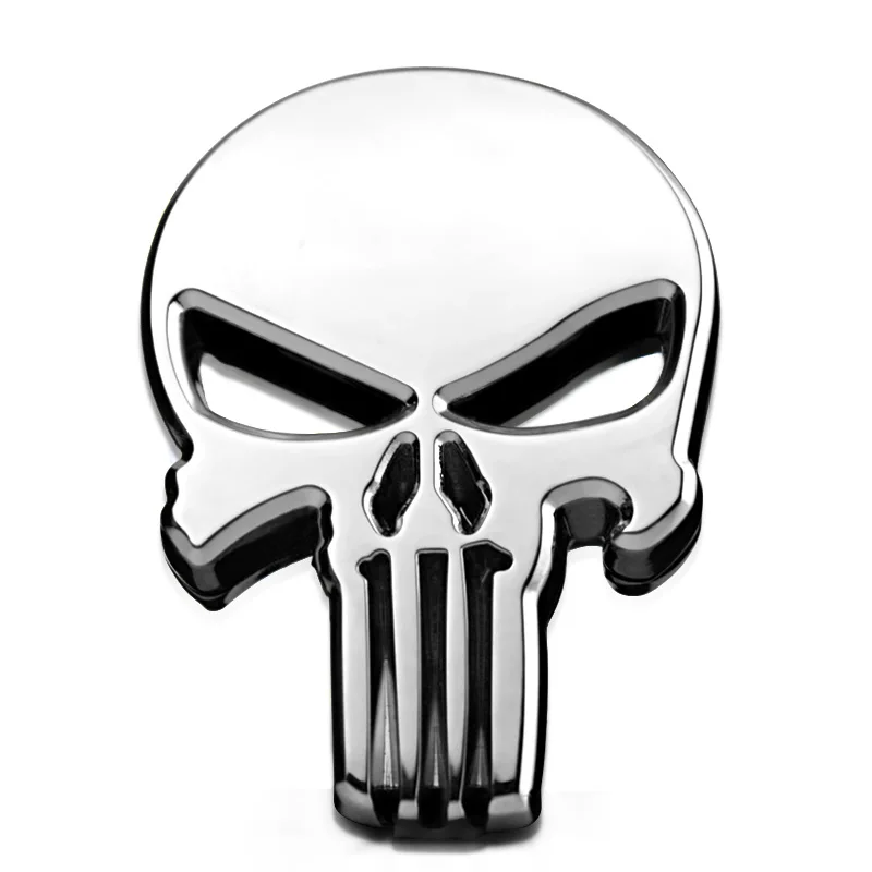6x4 3cm The font b Punisher b font Skull Head Zinc Alloy Chrome Metal font b